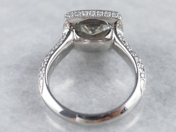 Modern Cut Diamond Engagement Ring, Platinum and … - image 5