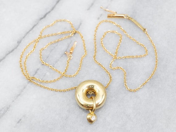 18K Yellow Gold Diamond "Love Saver" Pendant Necklace, Jose Hess