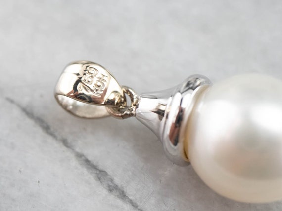 White Pearl Pendant, Pearl Solitaire Pendant, Lay… - image 5