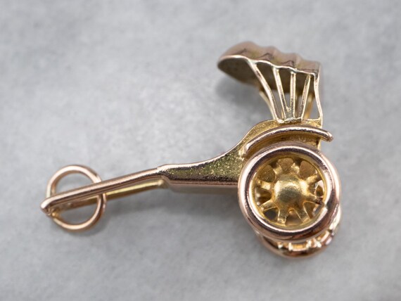 14K Gold Rickshaw Charm, Carriage Charm, Travel C… - image 5