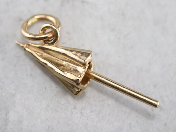 Vintage Gold Umbrella Charm, Umbrella Pendant, La… - image 1