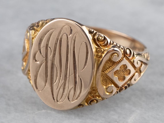 Antique Ostby Barton Ring, Antique Signet Ring, J… - image 1