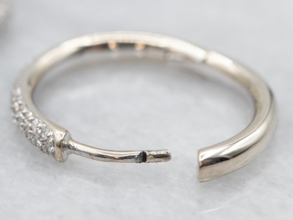 Sleek Diamond Hoop Earrings, White Gold Diamond H… - image 3