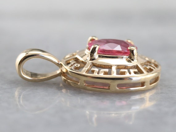 Pink Sapphire Gold Pendant, Pink Gem Pendant, Ann… - image 3