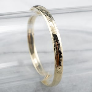 Vintage Yellow Gold Bangle Bracelet, Engraved Bangle, Etched Gold Bracelet, Stacking Bracelet, Birthday Gift, Estate Jewelry 37MHFV2P