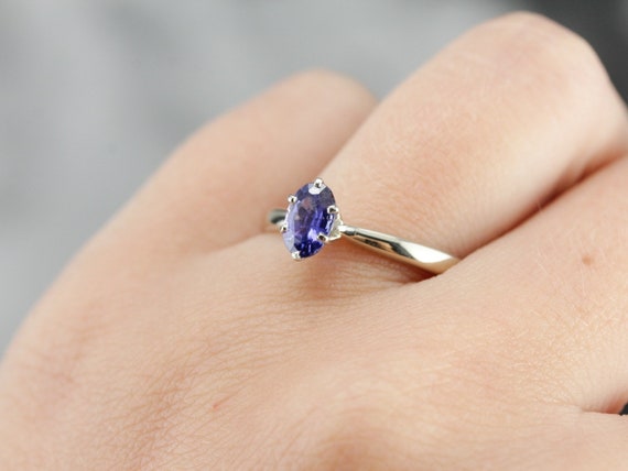 Sapphire Engagement Ring, Sapphire Solitaire, 18K… - image 7