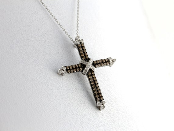 14K White Gold  Diamond Cross Pendant - image 5