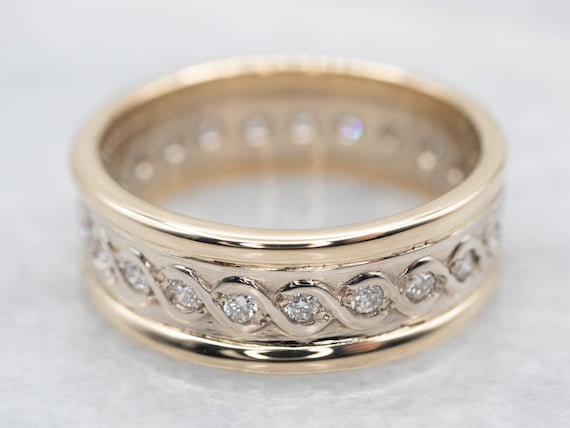 Two Tone Gold Diamond Band, Diamond Eternity Band… - image 1