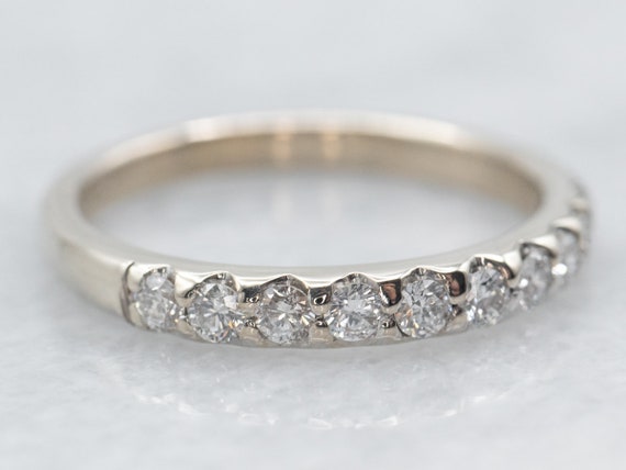 White Gold Pave Set Diamond Wedding Band, White G… - image 2