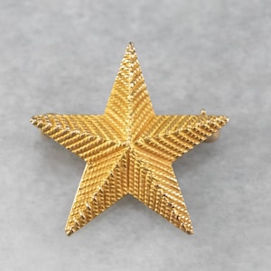 Textured Gold Star Pin, Yellow Gold Star Brooch, Star Brooch Pin, Celestial Jewelry, Unisex Gift, Star Jewelry 5QNAKHD3 image 1