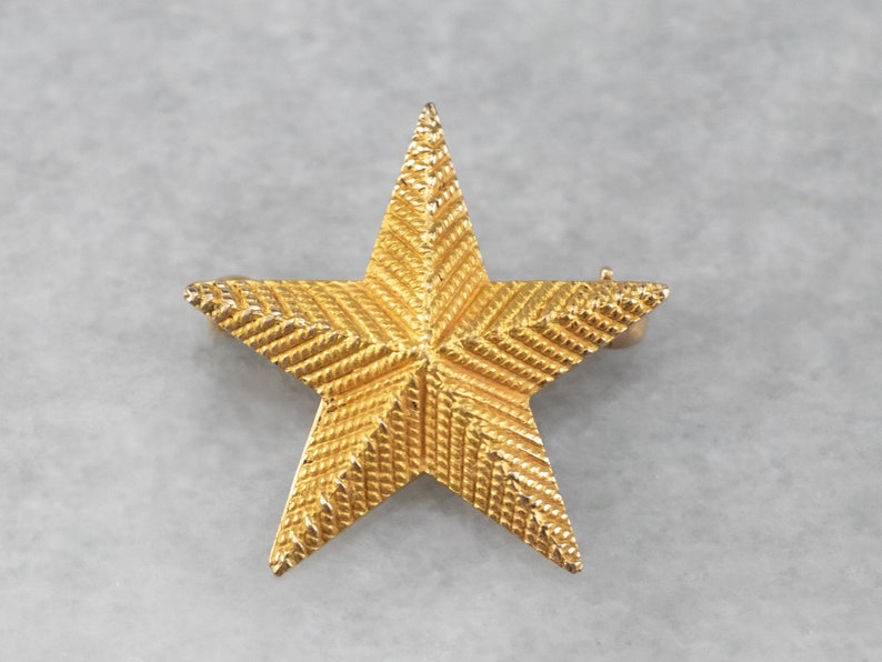 Textured Gold Star Pin, Yellow Gold Star Brooch, Star Brooch Pin, Celestial Jewelry, Unisex Gift, Star Jewelry 5QNAKHD3 image 1