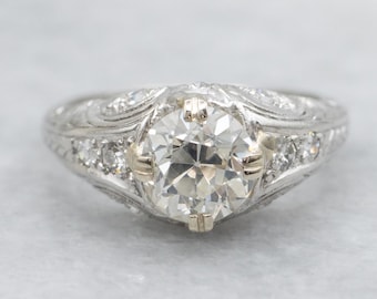 Edwardian Old European Cut Diamond 18-Karat Ring, 1.04TCW