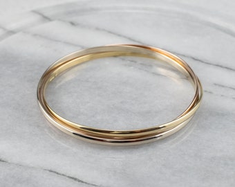 Authentic! Cartier 18k Tri-Color Gold Diamond Double C Wide Cuff