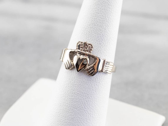 White Gold Claddagh Ring, Vintage Claddagh Ring, … - image 7