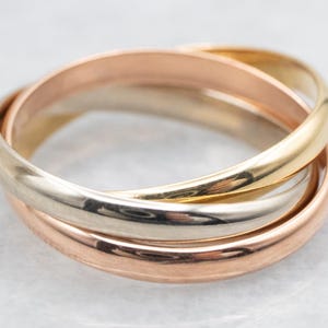 Tri-Colored Gold Trinity Band, Yellow White and Rose Gold, Trinity Band, Mixed Metal Band, 18-Karat Gold Band, Two Tone Gold Band A55089