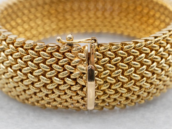 1980s Gold Mesh Link Bracelet, Bold Gold Bracelet… - image 3