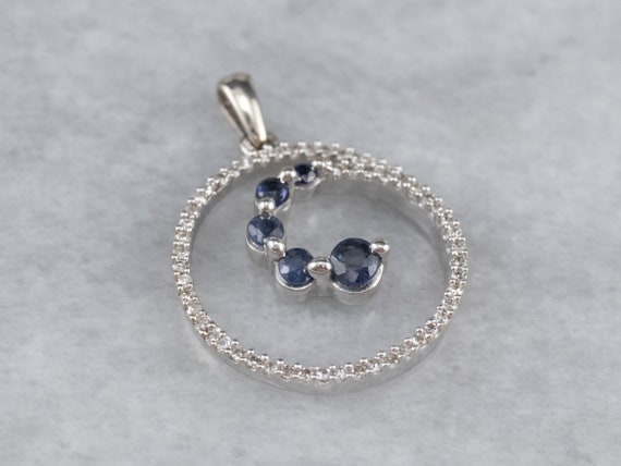 Sapphire and Diamond Spiral Pendant, Sapphire Lay… - image 3