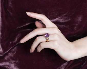 Anello Cocktail 14.5Ct Cristallo Ametista Ovale Bicolore - Acciaio Inox 316 Taglie 5-10