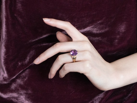 Fancy Cut Amethyst Cocktail Ring, Two Tone Gold A… - image 10