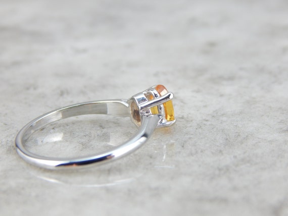 Golden Sapphire and White Gold Solitaire Engageme… - image 3