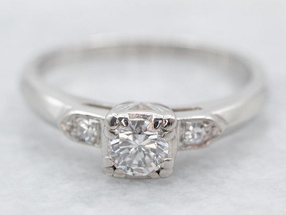 Diamond Platinum Engagement Ring, Anniversary Rin… - image 1