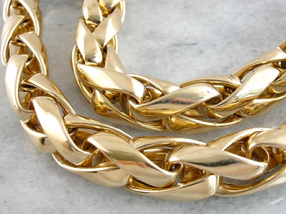 Vintage Yellow Gold Chunky Chain Necklace, Gold W… - image 2