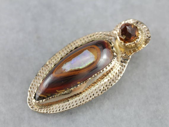 Primitive Boulder Opal and Citrine Pendant MXUYKEA