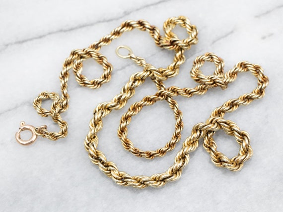 Yellow Gold Graduated Rope Twist Chain with Sprin… - image 1
