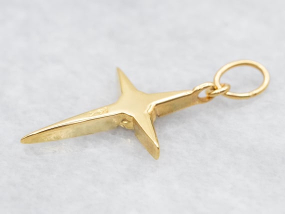 14K Yellow Gold Pointed Cross Pendant with Diamond - image 2