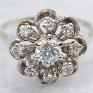 Vintage Diamond Cluster Ring, Diamond Halo, Multi Diamond Ring, Diamond Cocktail Ring, White Gold Diamond Ring, Anniversary Gift A65170