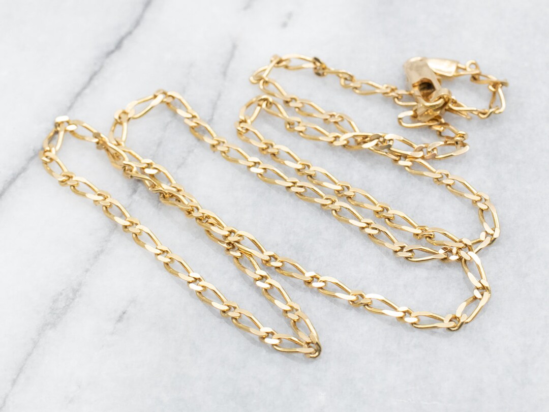 Yellow Gold Figaro Chain With Lobster Clasp, Yellow Gold Chain 