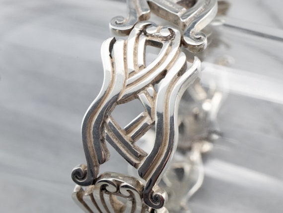 Sterling Silver Patterned Link Bracelet, Taxco Me… - image 10