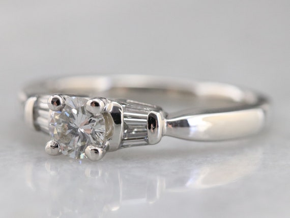 Platinum Diamond Engagement Ring, Round Brilliant… - image 3