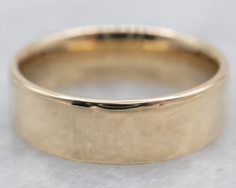 14K Gold Wide Wedding Band, Unisex Statement Ring, Comfort Fit