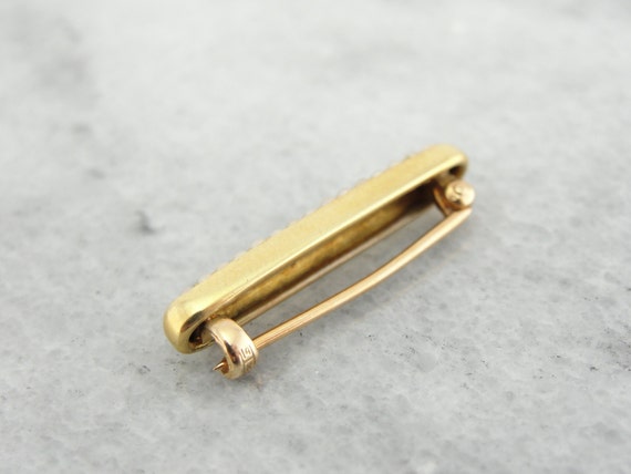 Antique Simple Pave Bar Pin, Seed Pearls and Fine… - image 4
