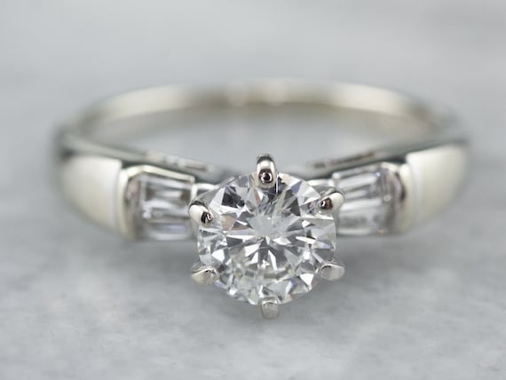 Diamond White Gold Engagement Ring, Diamonds On Sh