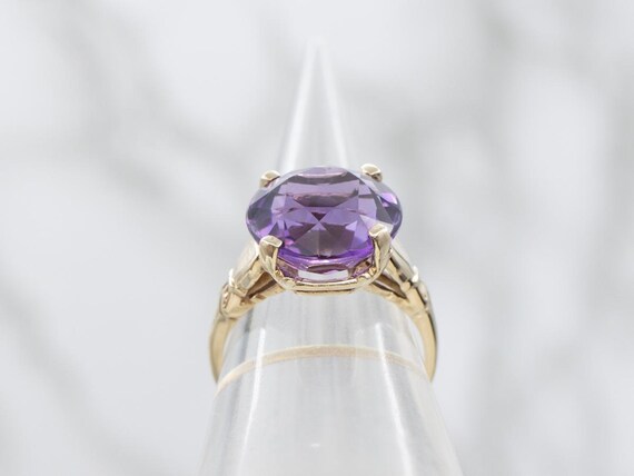 14K Gold Amethyst Statement Ring, 7.80 Carat, Siz… - image 3