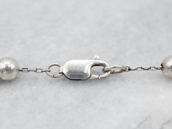 Sterling Silver Graduated Bead Necklace, Sterling… - image 2