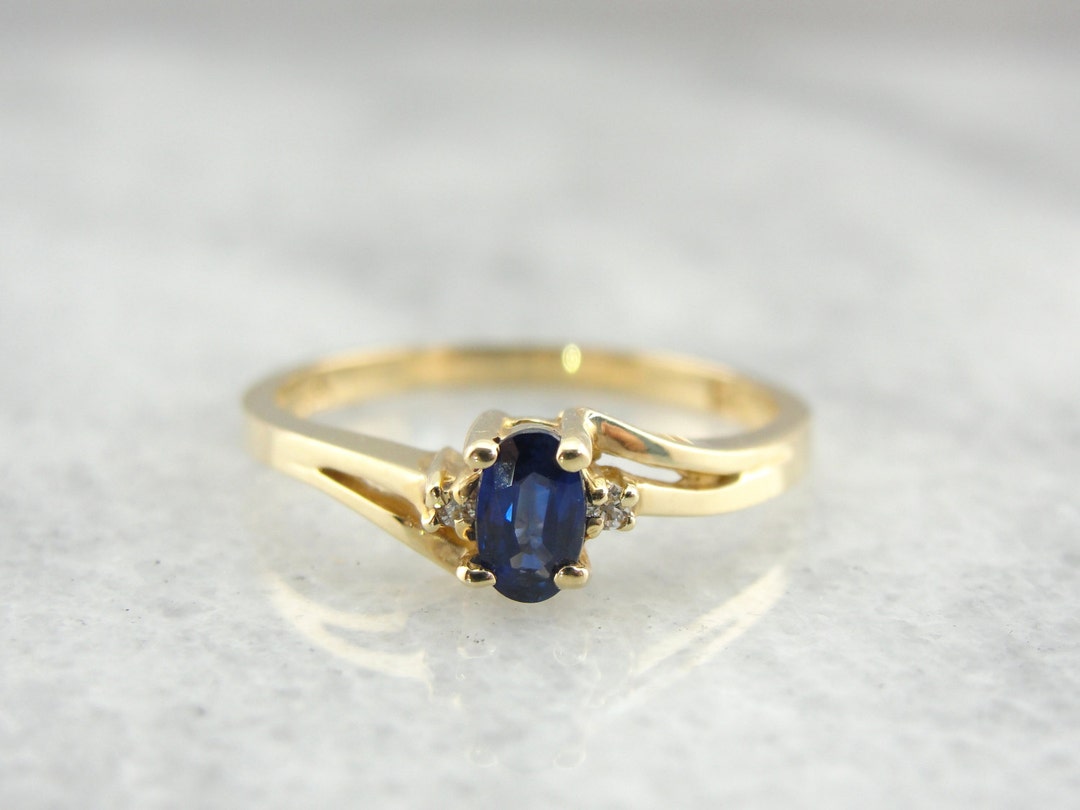Deep Blue Ceylon Sapphire Simple Day to Day Ring 3XWJ62-P - Etsy