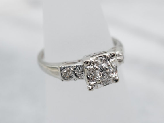 Retro Era Diamond Engagement Ring, Illusion Head … - image 3