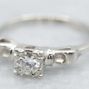 European Cut Diamond Solitaire Ring, White Gold Diamond Ring, Vintage Diamond Ring, Solitaire Engagement Ring A19440