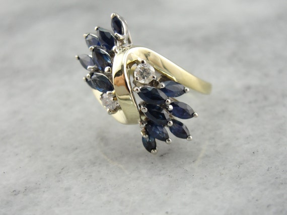 SO 80's! Marquise Madness, Vintage Sapphire Cockt… - image 1