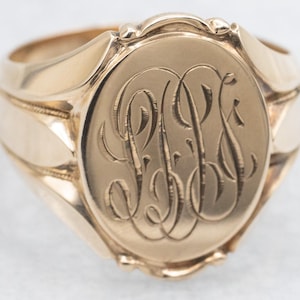 Vintage Gold Monogrammed &quot;LAF&quot; Unisex Signet Ring, Signet Ring, Monogram Ring, Monogram Signet, Gold Signet Ring, Vintage Signet Ring A59374