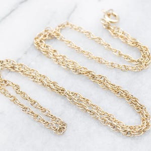 Vintage 14K Yellow Gold Rope Chain, 18.5 Inch Pendant Necklace