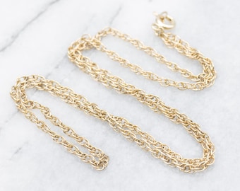 0.6 mm オープン 華奢 ツイスト ロープ チェーン ネックレス 14K