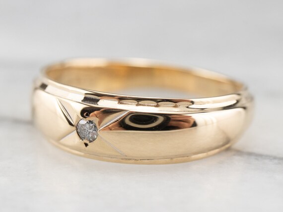 Vintage Diamond Solitaire Band, Yellow Gold Diamo… - image 3