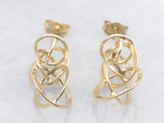 14K Yellow Gold Interlocking Circle Earrings, Mod… - image 3