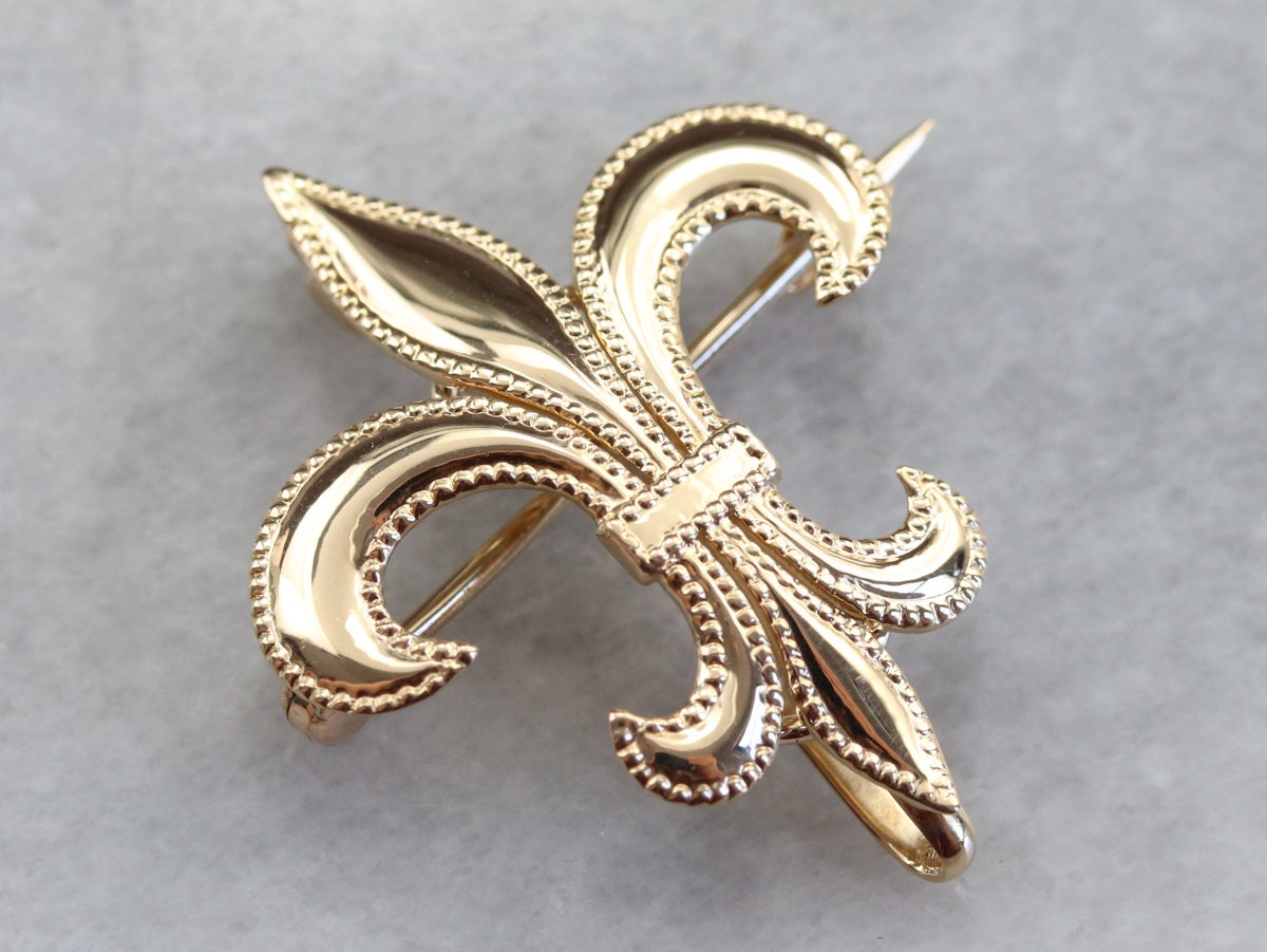 Vintage Gold Fleur De Lis Brooch Victorian Gold Pin Victorian