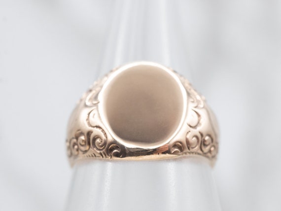 Antique Rose Gold Signet Ring, Victorian Signet R… - image 4