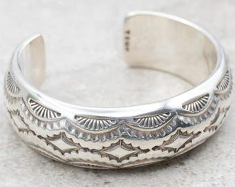 Tahe Sterling Silver Bracelet, Navajo Jewelry, Sterling